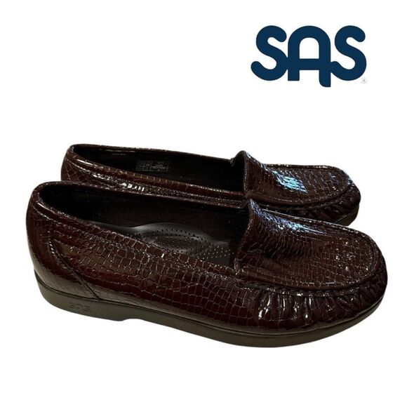 SAS Women's Simplify Brown Croc Slip-on Leather Loafers 8.5 8.5WW - Picture 2 of 7